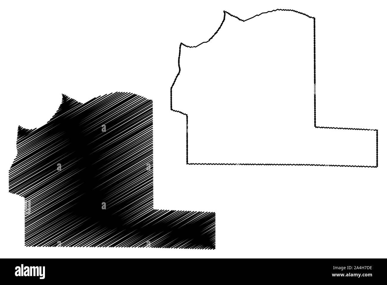 Al Wahat District (Districts of Libya, State of Libya, Cyrenaica) map vector illustration, scribble sketch Al Wahat map Stock Vector