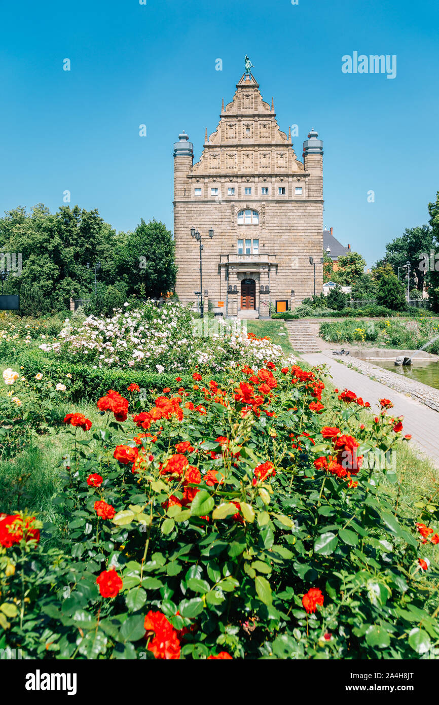 Nicolaus Copernicus University and spring garden in Torun, Poland Stock Photo