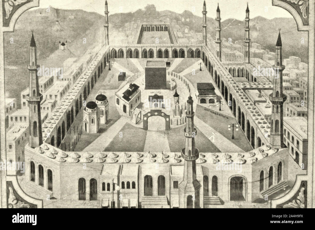 The Harem, showing the Kabah, and the other sanctuaries within the Harem - From an old Indian Illustration Stock Photo