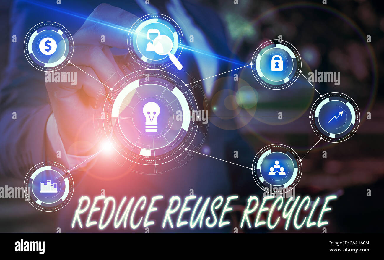 Writing note showing Reduce Reuse Recycle. Business concept for ...