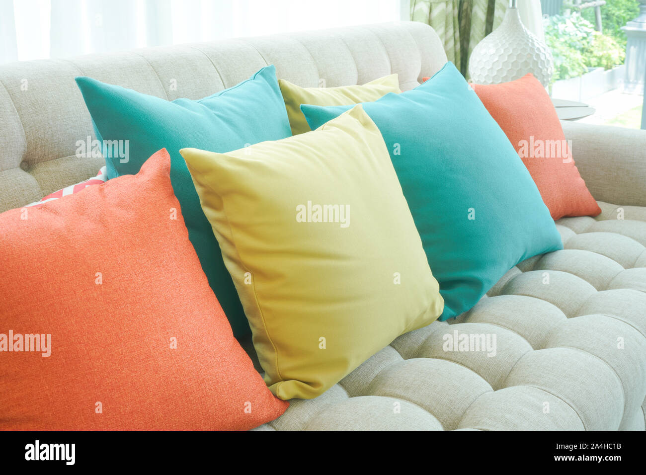 Colourful cushions sofa hi-res stock photography and images - Alamy