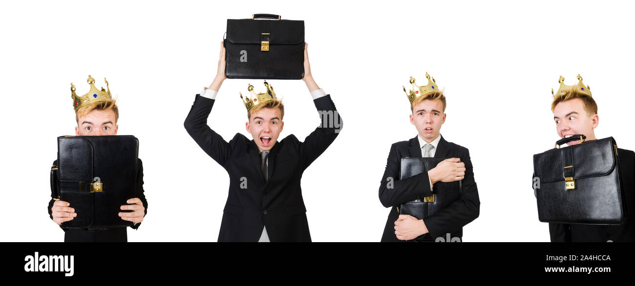 The concept of king businessman with crown Stock Photo