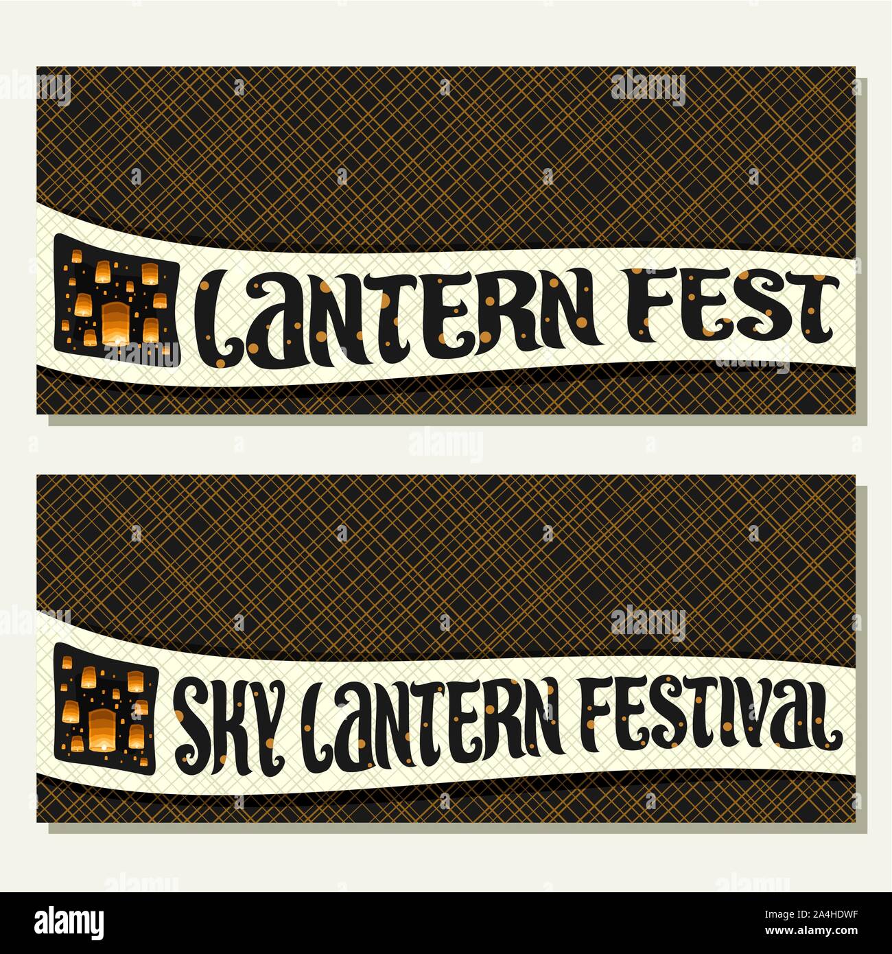 Vector banners for Sky Lantern Festival with copy space, many flying ...