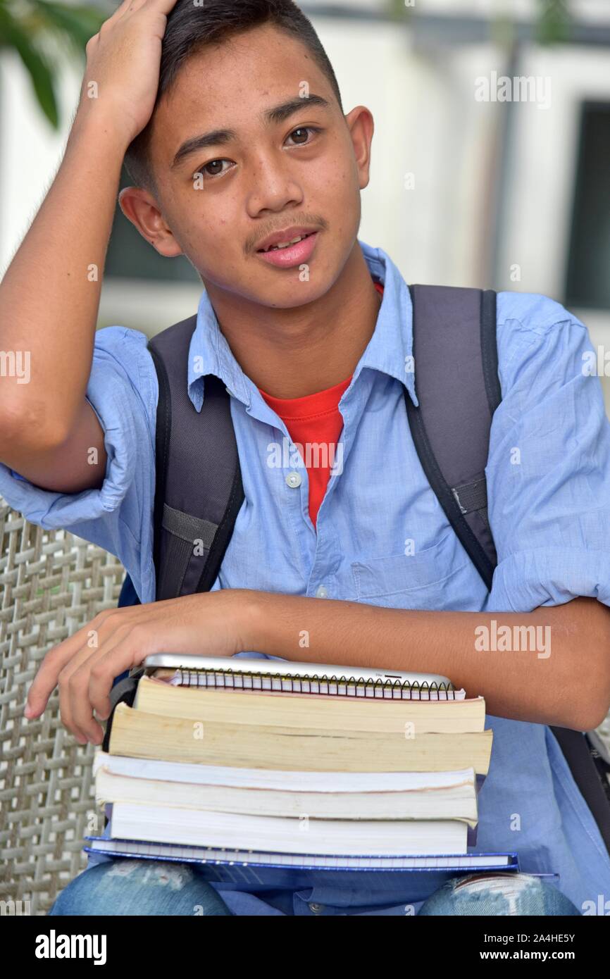 Boy Student And Memory Loss With Books Stock Photo Alamy