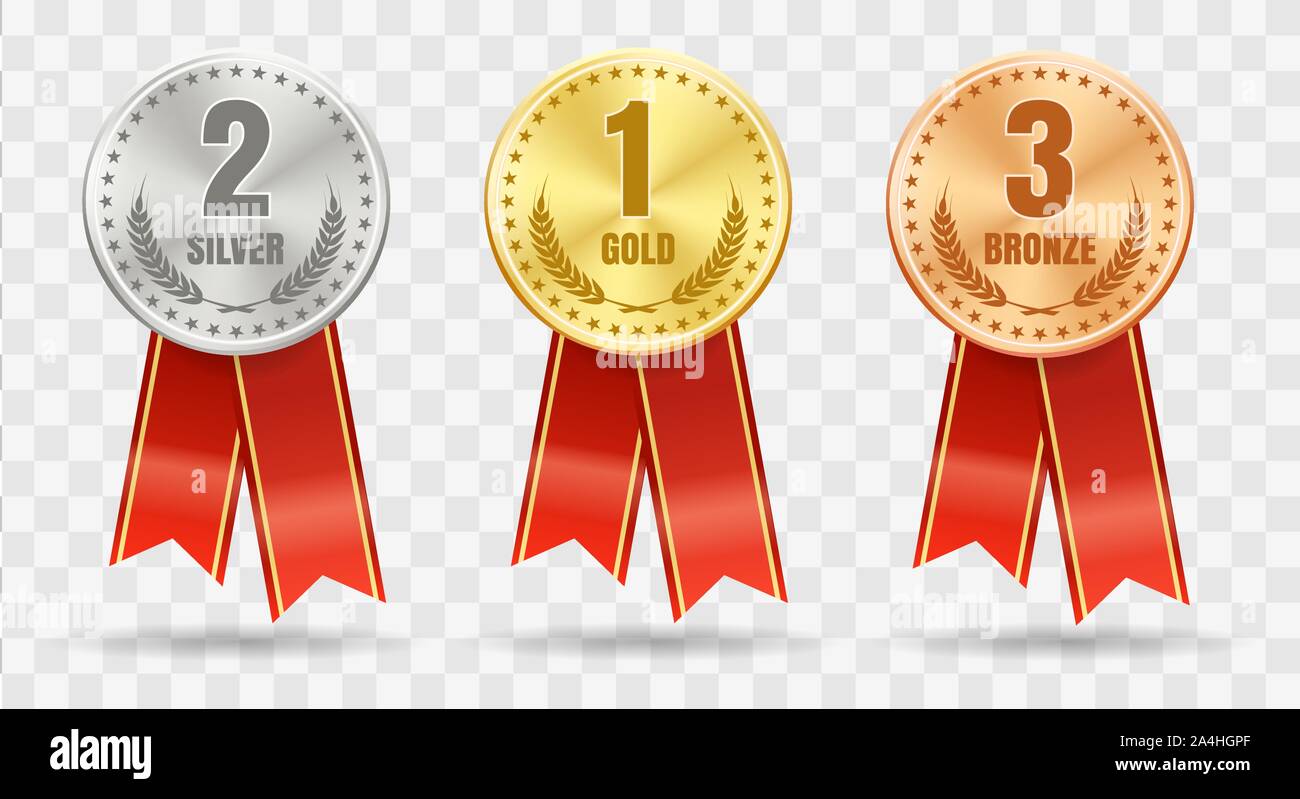 Gold silver bronze winner badges Image & Art - Alamy
