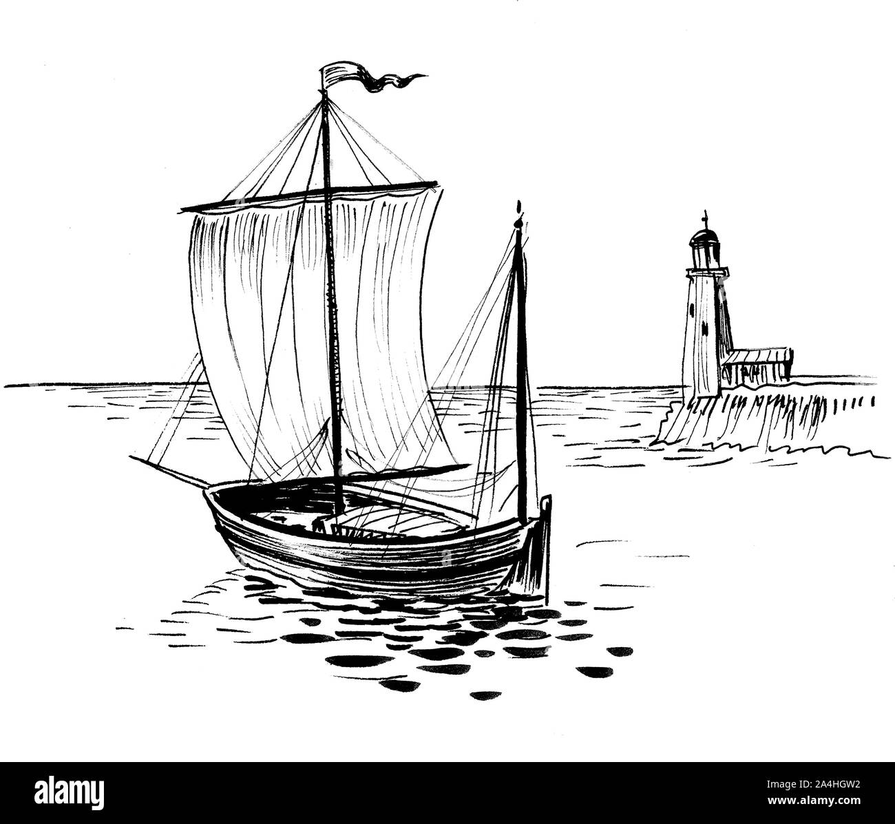 Boat drawing hi-res stock photography and images - Alamy