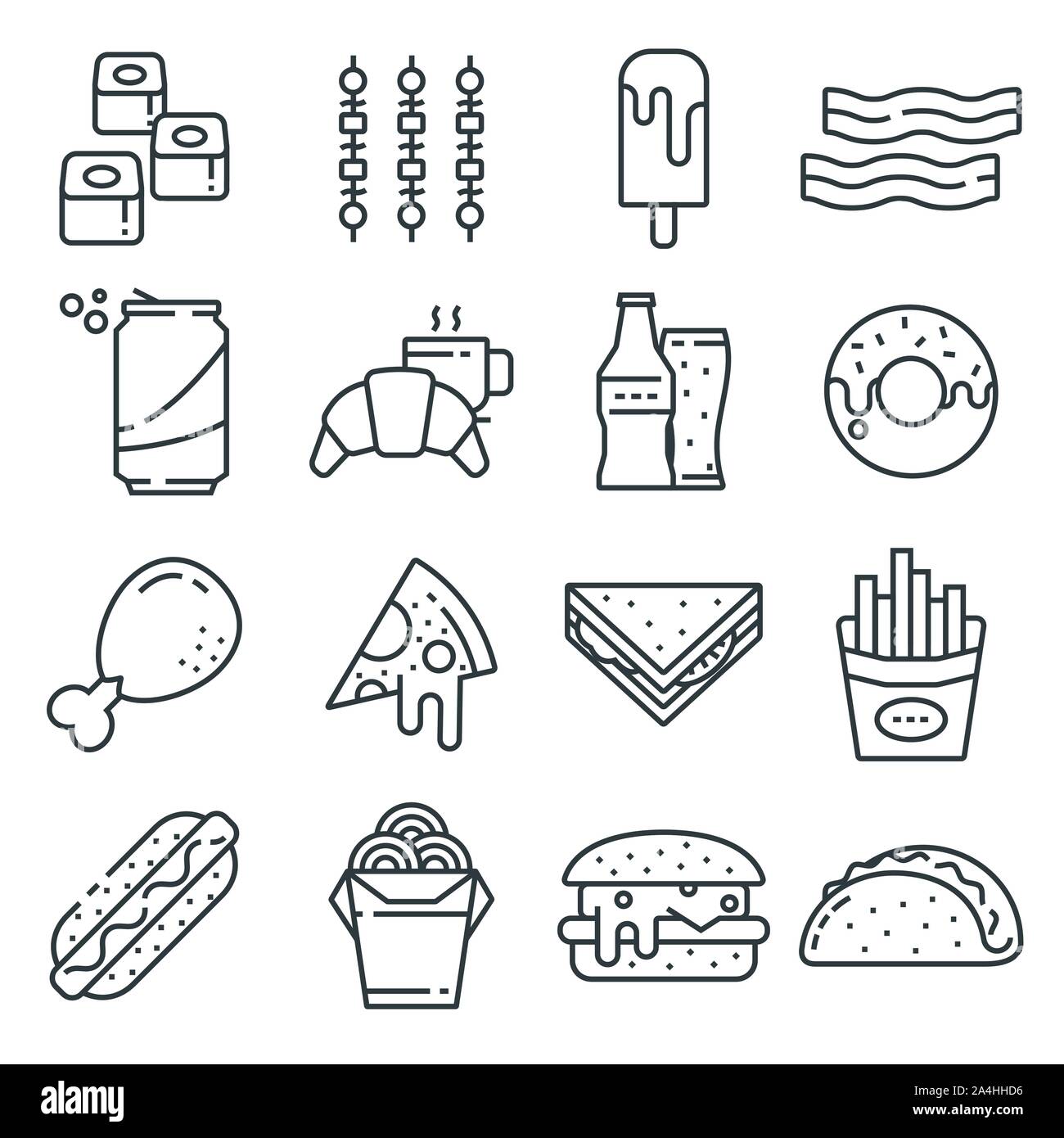Set of Fast Food Vector Line Icons Stock Vector Image & Art - Alamy