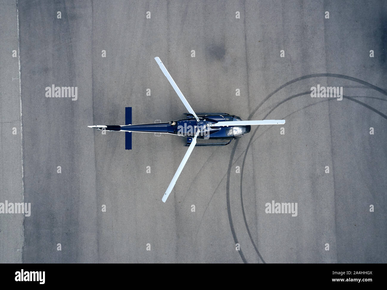 top view of helicopters at the airport Stock Photo