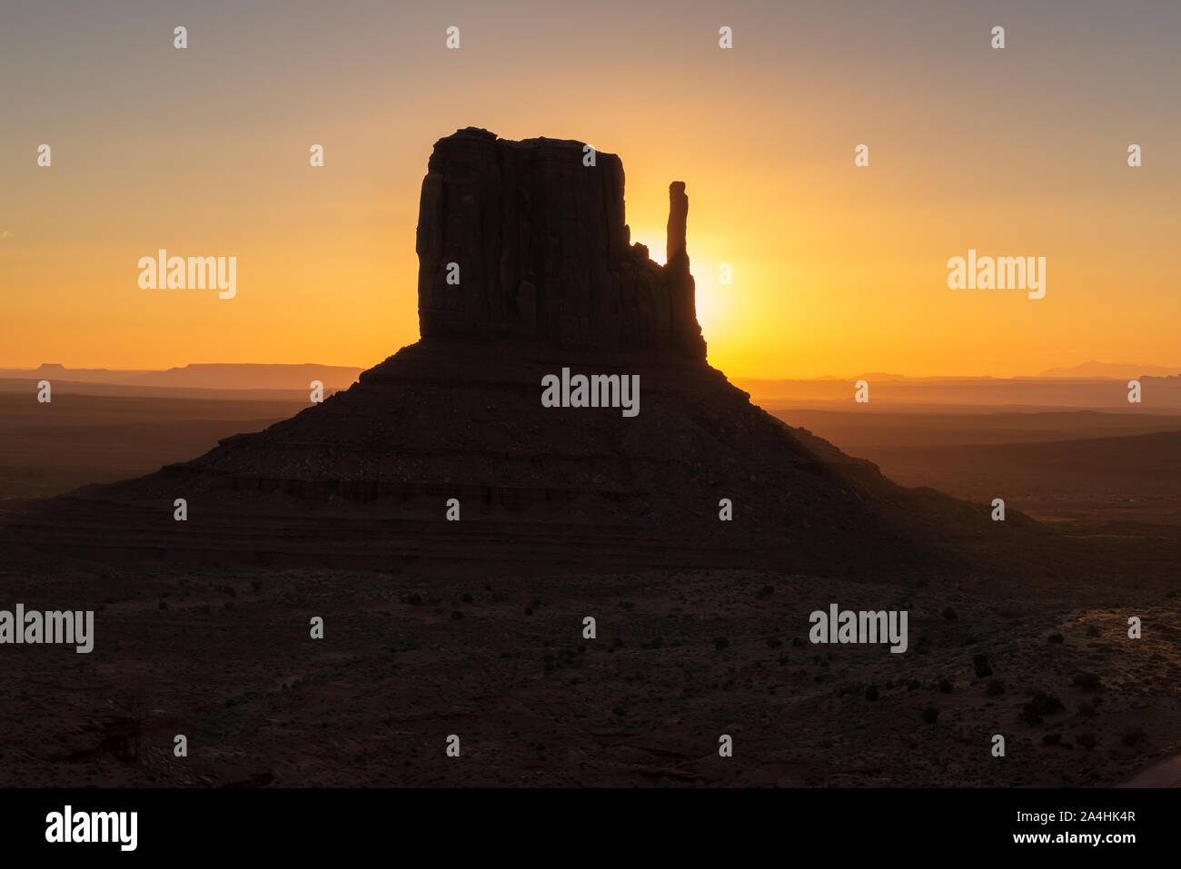 Monument Valley at sunrise, Arizona - Utah, USA. Stock Photo