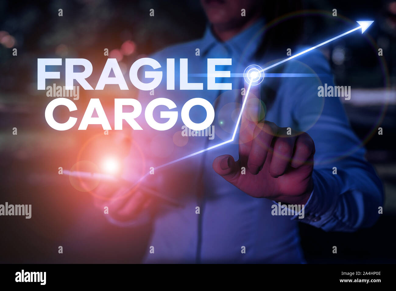 Conceptual hand writing showing Fragile Cargo. Concept meaning