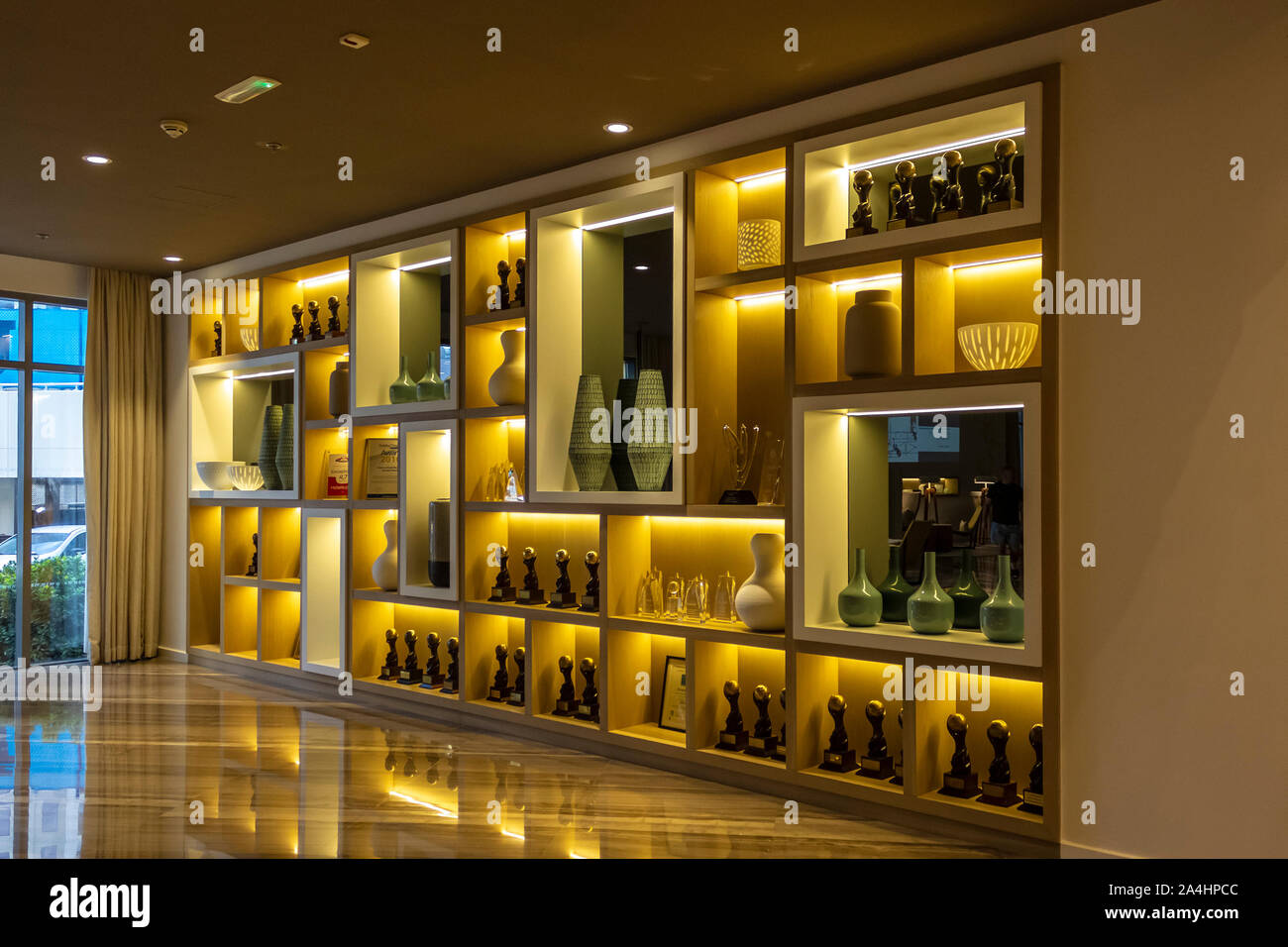 Dubai, UAE - December 2, 2018: Elements of modern interior design and ...