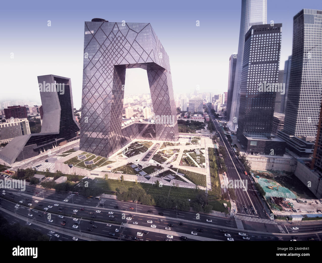 View of China Central Television (CCTV) building in CBD of Beijing Stock Photo