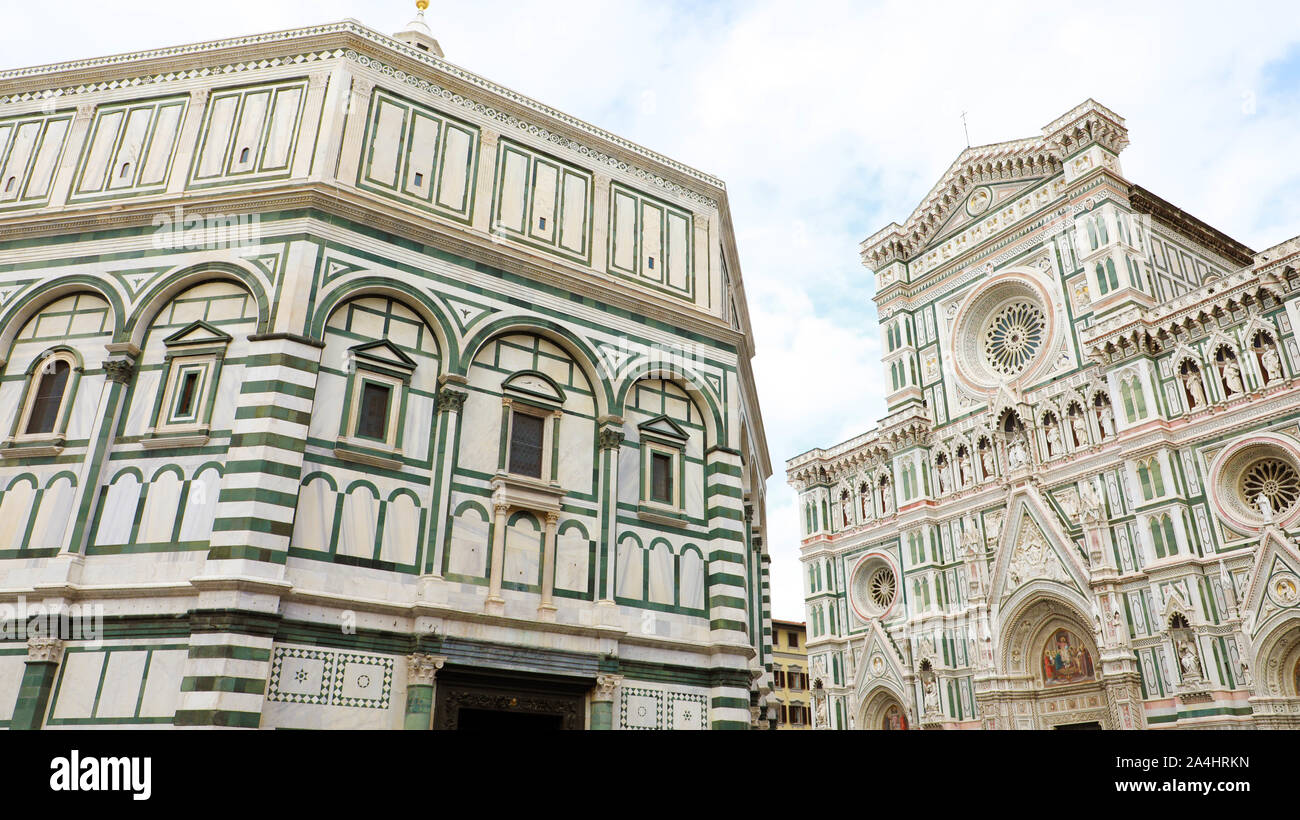 Panoramic view of Florence Cathedral and Baptistery, Tuscany, Italy. Stock Photo