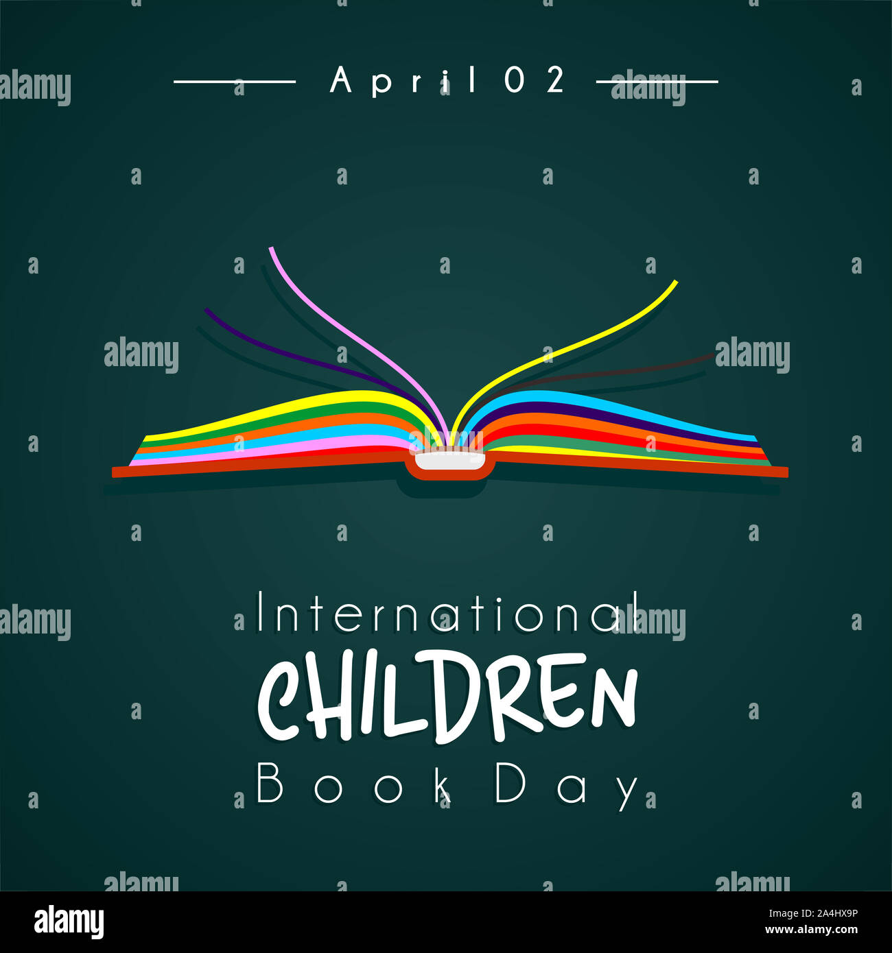 International Children's Book Day with open color book cartoon vector design Stock Photo