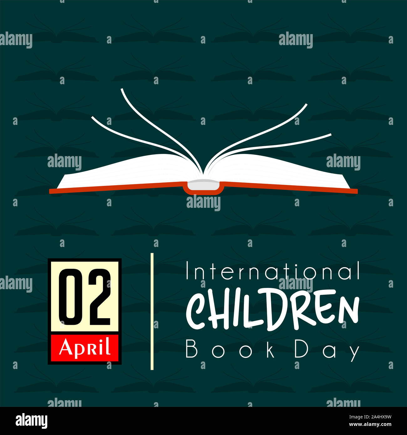 International Children's Book Day on 2 April with open book cartoon vector design Stock Photo