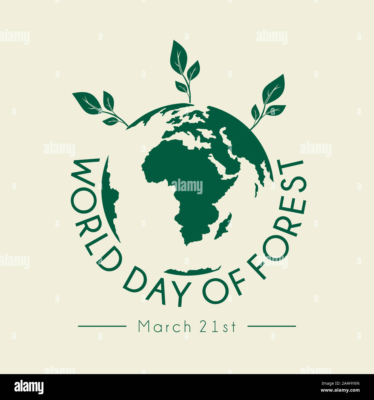 World Day of Forest with world globe and leaf vector design Stock Photo