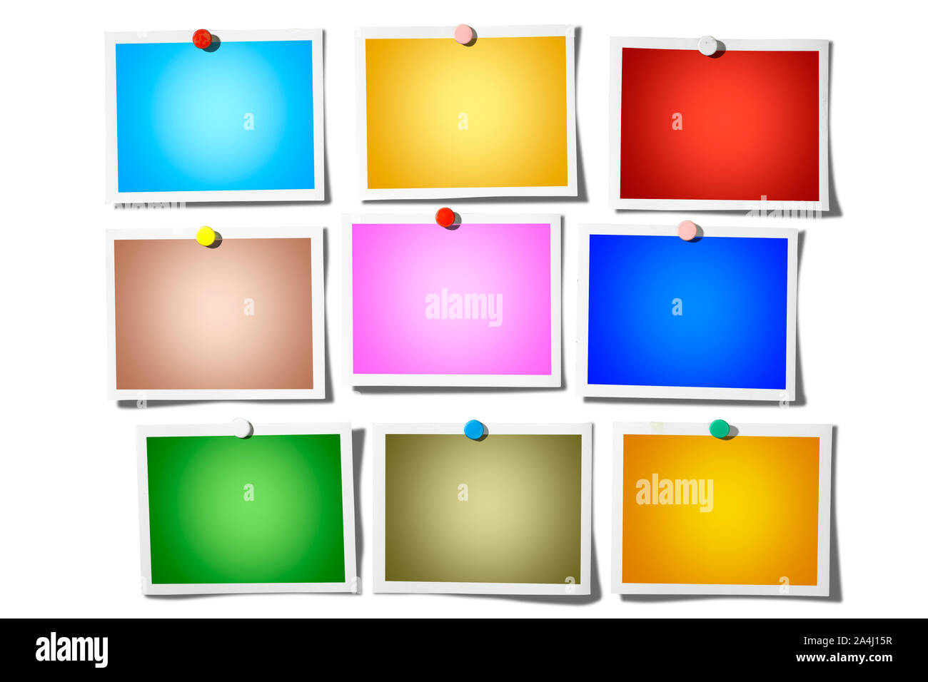 Instant photo on White background and Set of colored background Stock