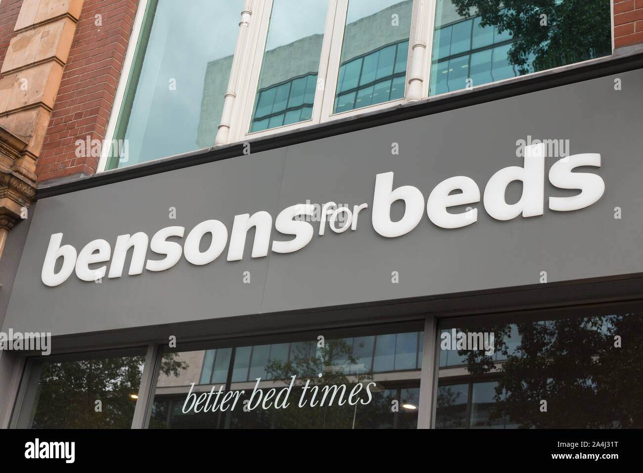 bensons for beds sign logo, London, England Stock Photo