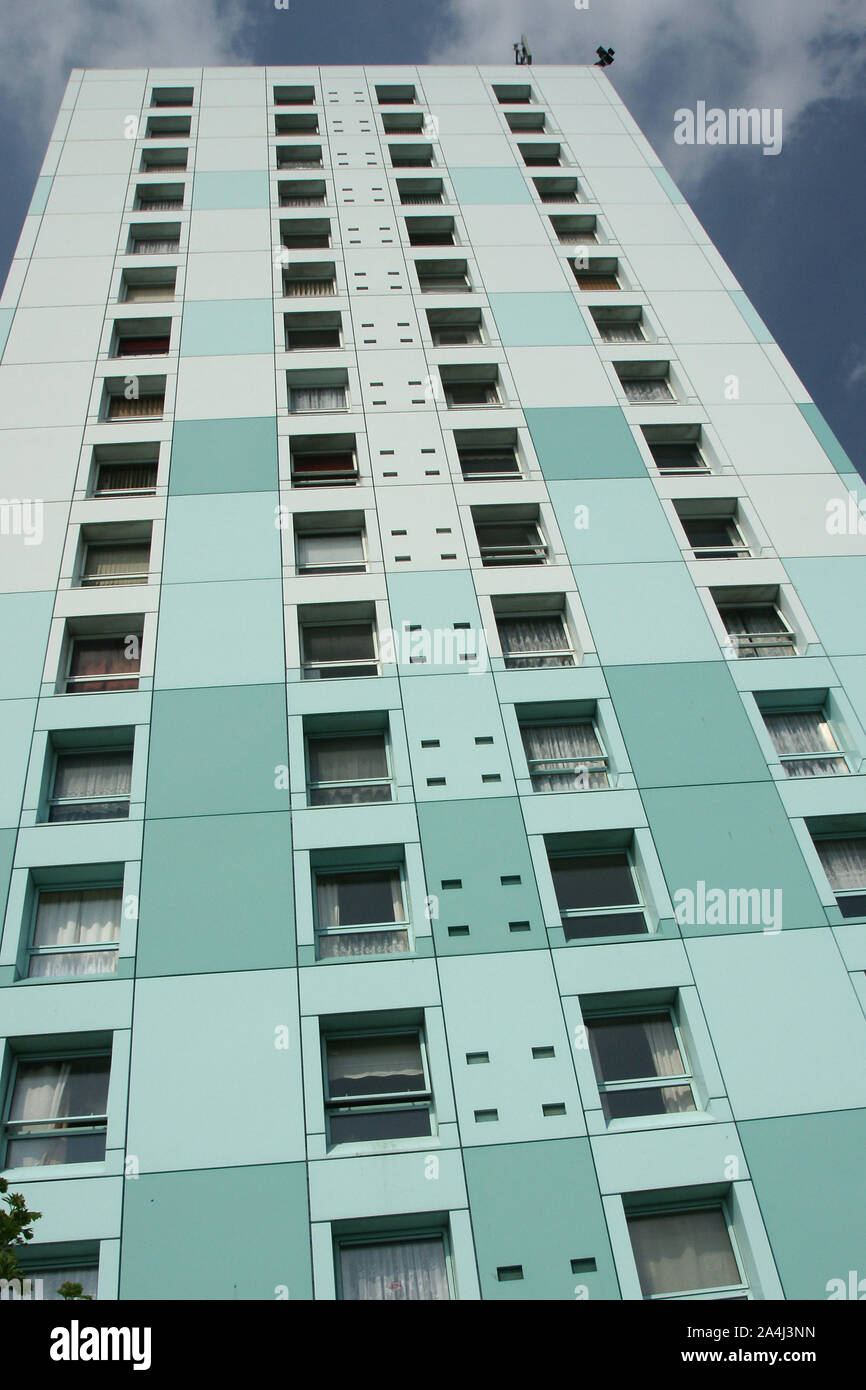 1960s High rise flats with exterior cladding Stock Photo