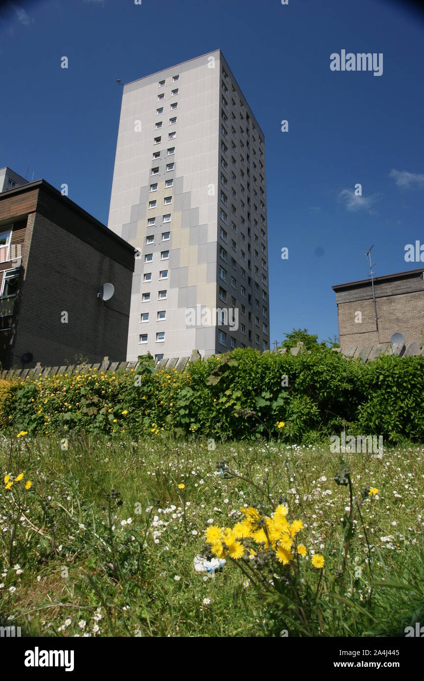 1960s High rise flats with exterior cladding Stock Photo