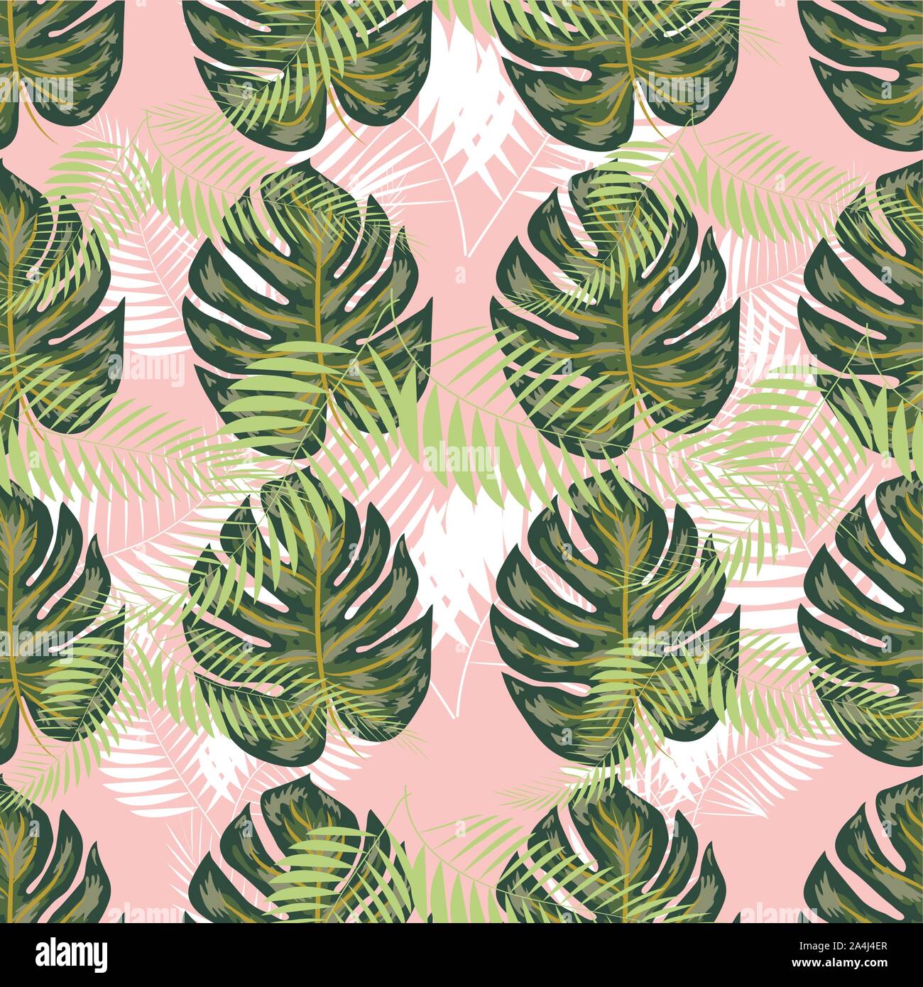 Tropical palm leaves, jungle leaf seamless floral pattern background