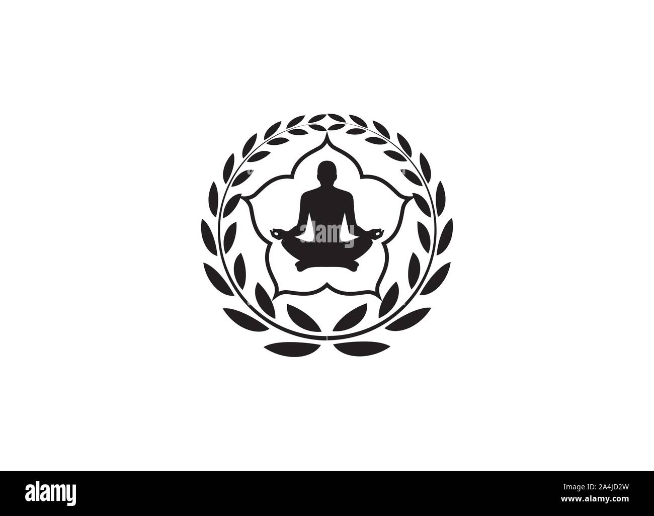 yoga logo design stock. human meditation in flower vector illustration