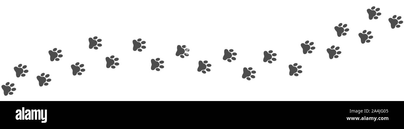 Dog, wolf or cat paws print. Footpath trail of animal, Vector illustration Stock Vector