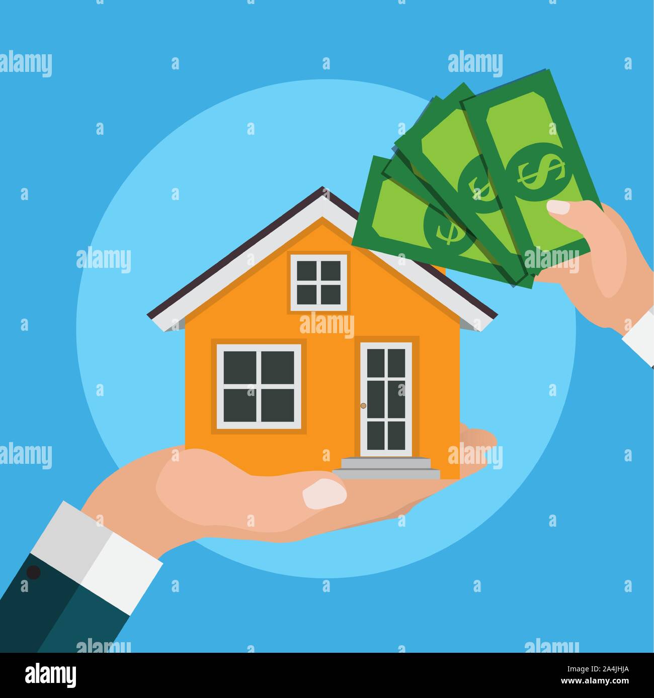 Real estate concept. Buy house poster. Vector Illustration Stock Vector