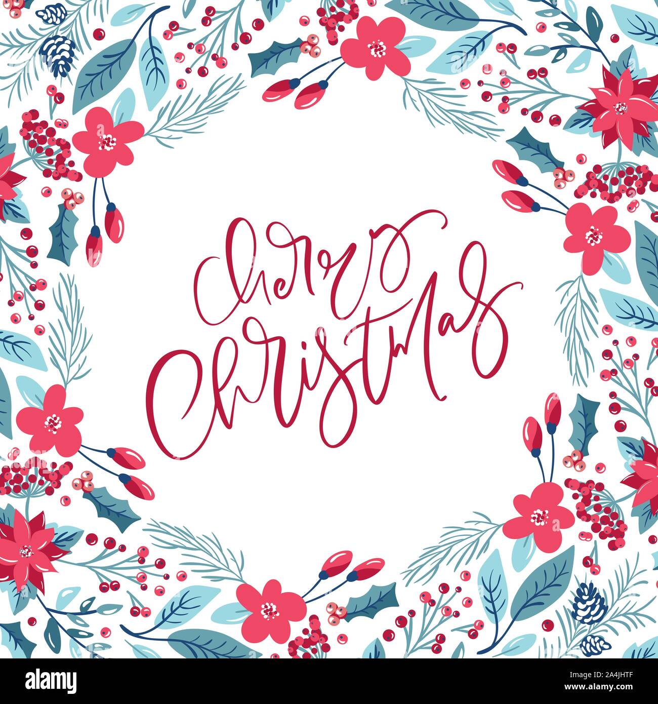 Merry Christmas calligraphic lettering hand written vector text ...