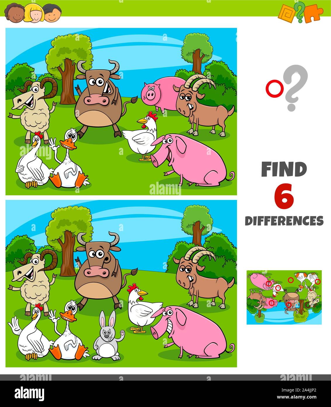 Cartoon Illustration of Finding Differences Between Pictures ...