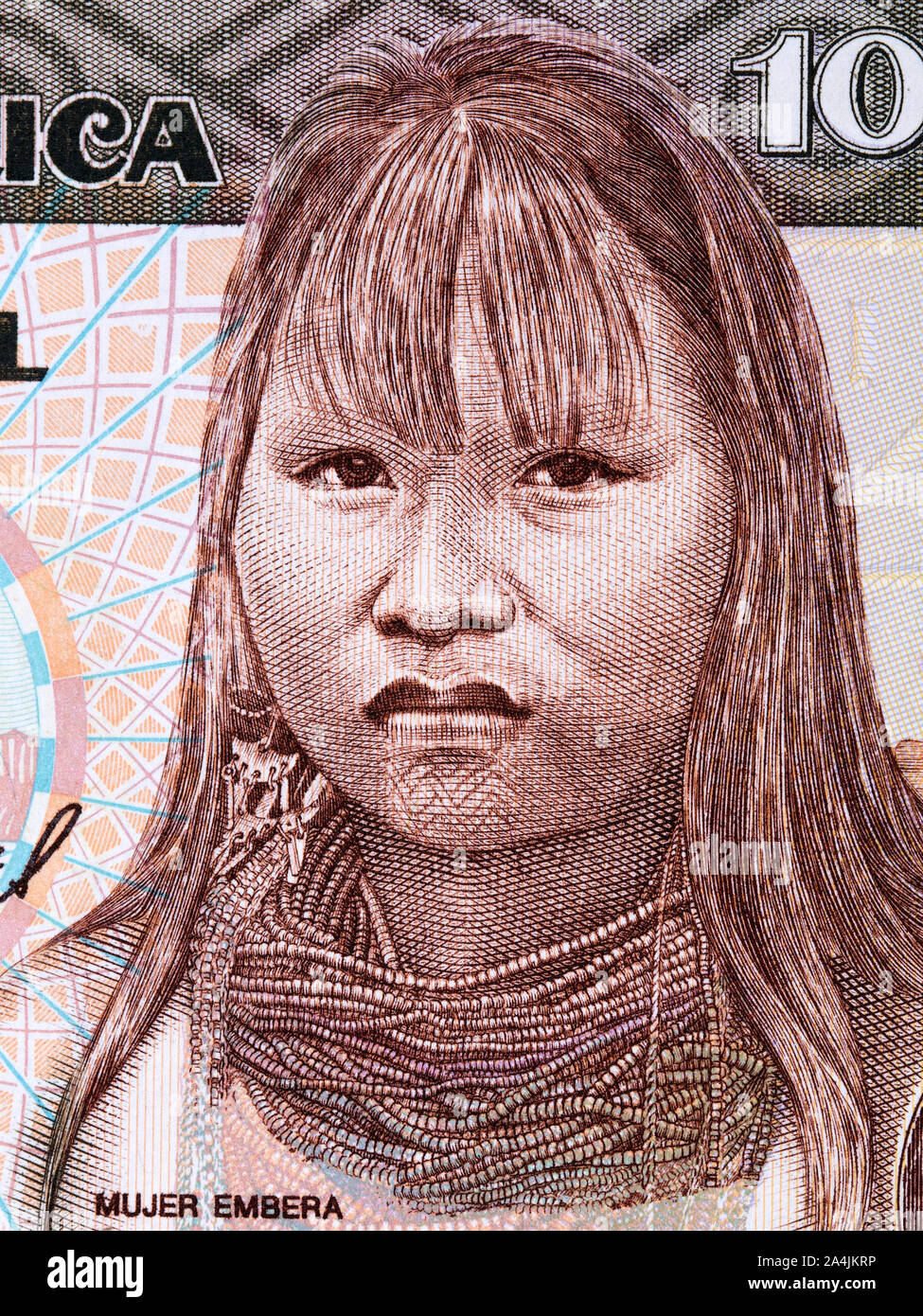 Mujer Embera a portrait from Colombian money Stock Photo