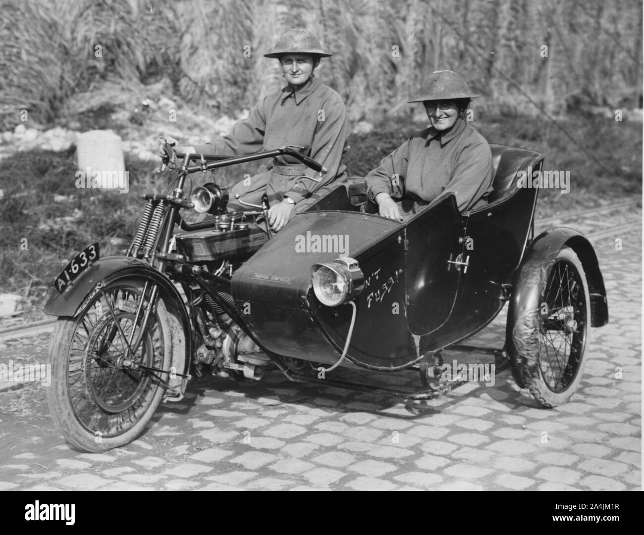 1917 Royal Enfield with sidecar for Military. Stock Photo