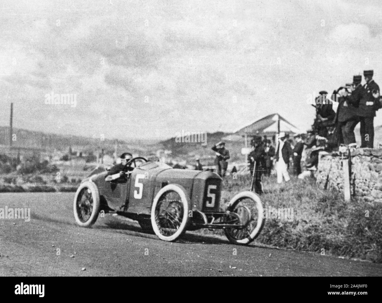 1914 Peugeot driven by Boillot at 1914 French Grand Prix. Stock Photo