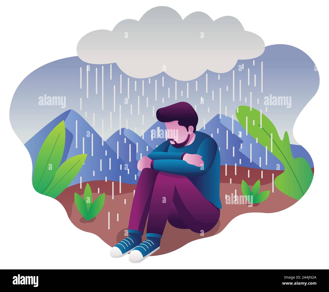 Woman in Depression Stock Vector