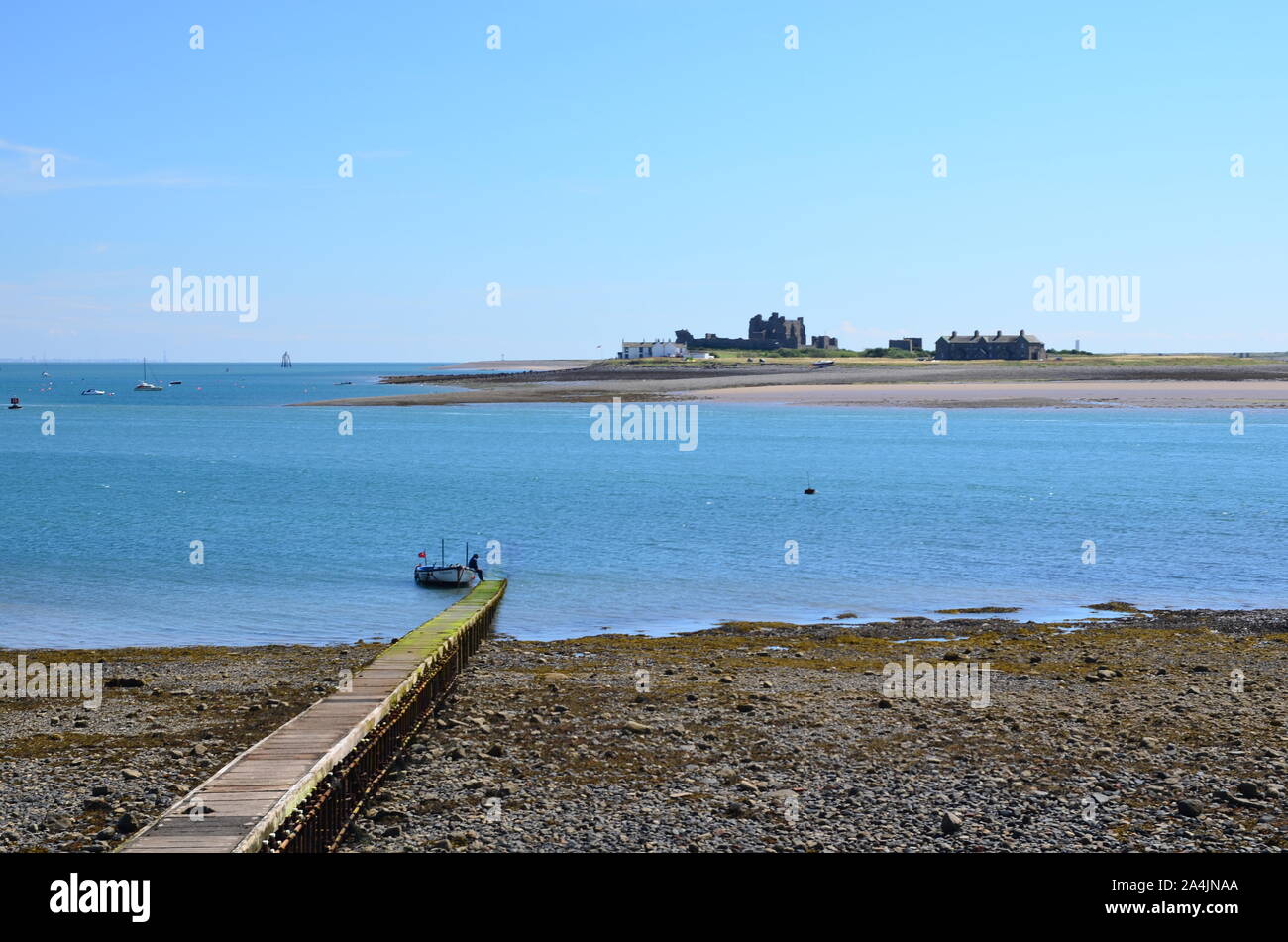 Piel Island and ferry boat, Cumbria Stock Photo