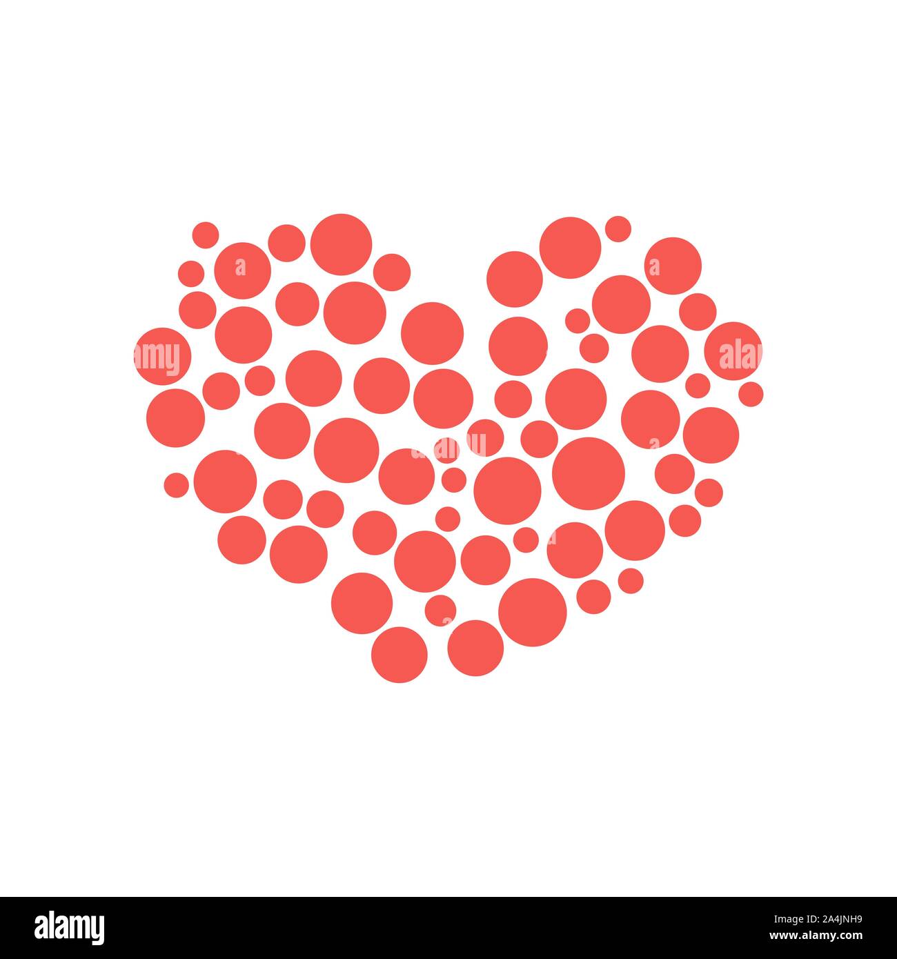 Vector heart shape from red dots. Halftone effect. Symbol and logo ...