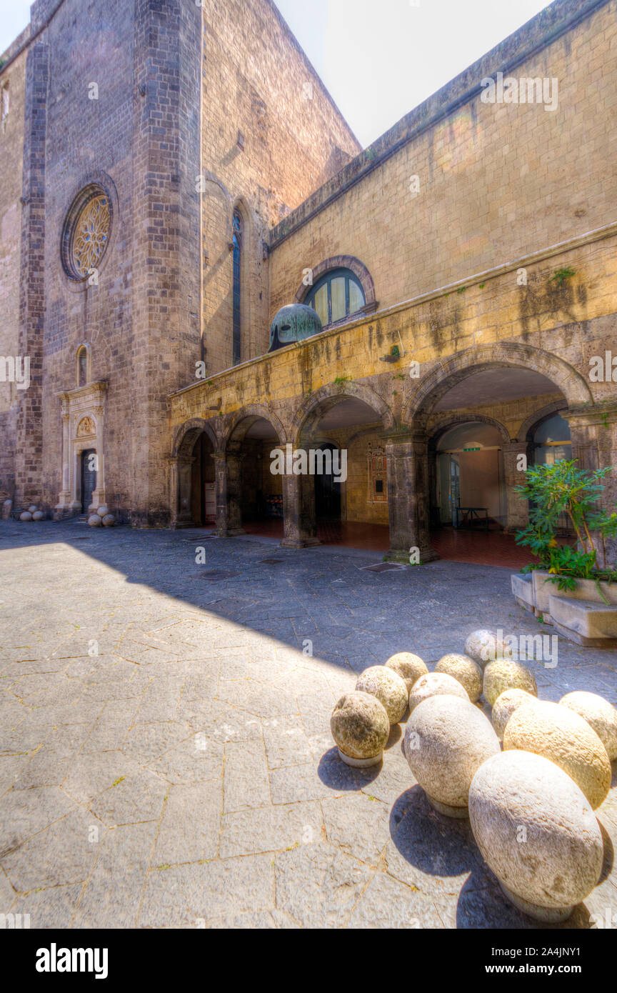 Italy, Campania, Naples, Maschio Angioino or Castel Nuovo, entrance hall with Cappella Palatina Stock Photo