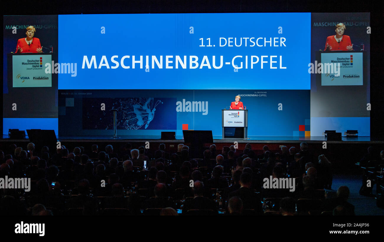 Berlin, Germany. 15th Oct, 2019. Chancellor Angela Merkel (CDU) speaks