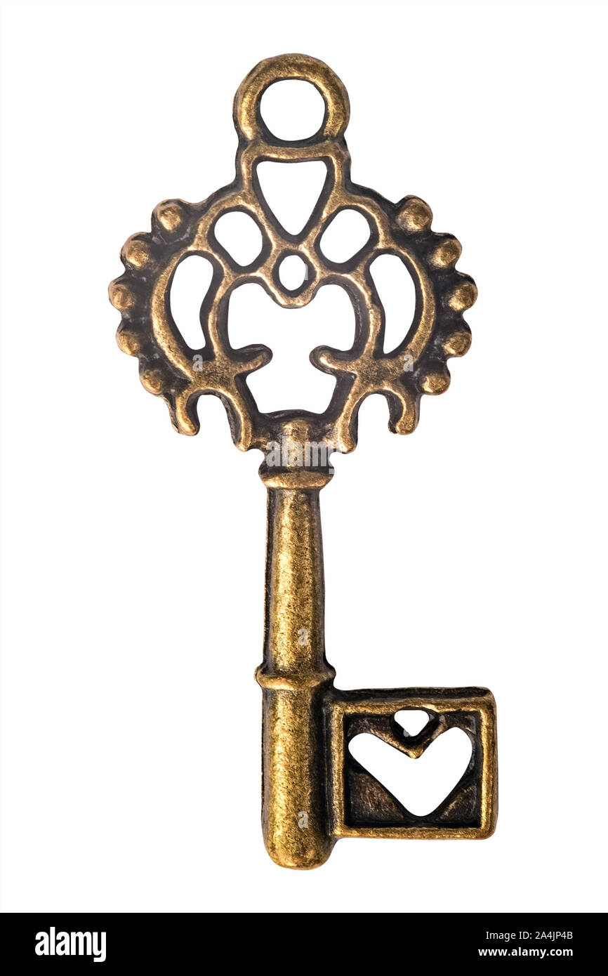 Vintage brassy door key isolated on white Stock Photo Alamy
