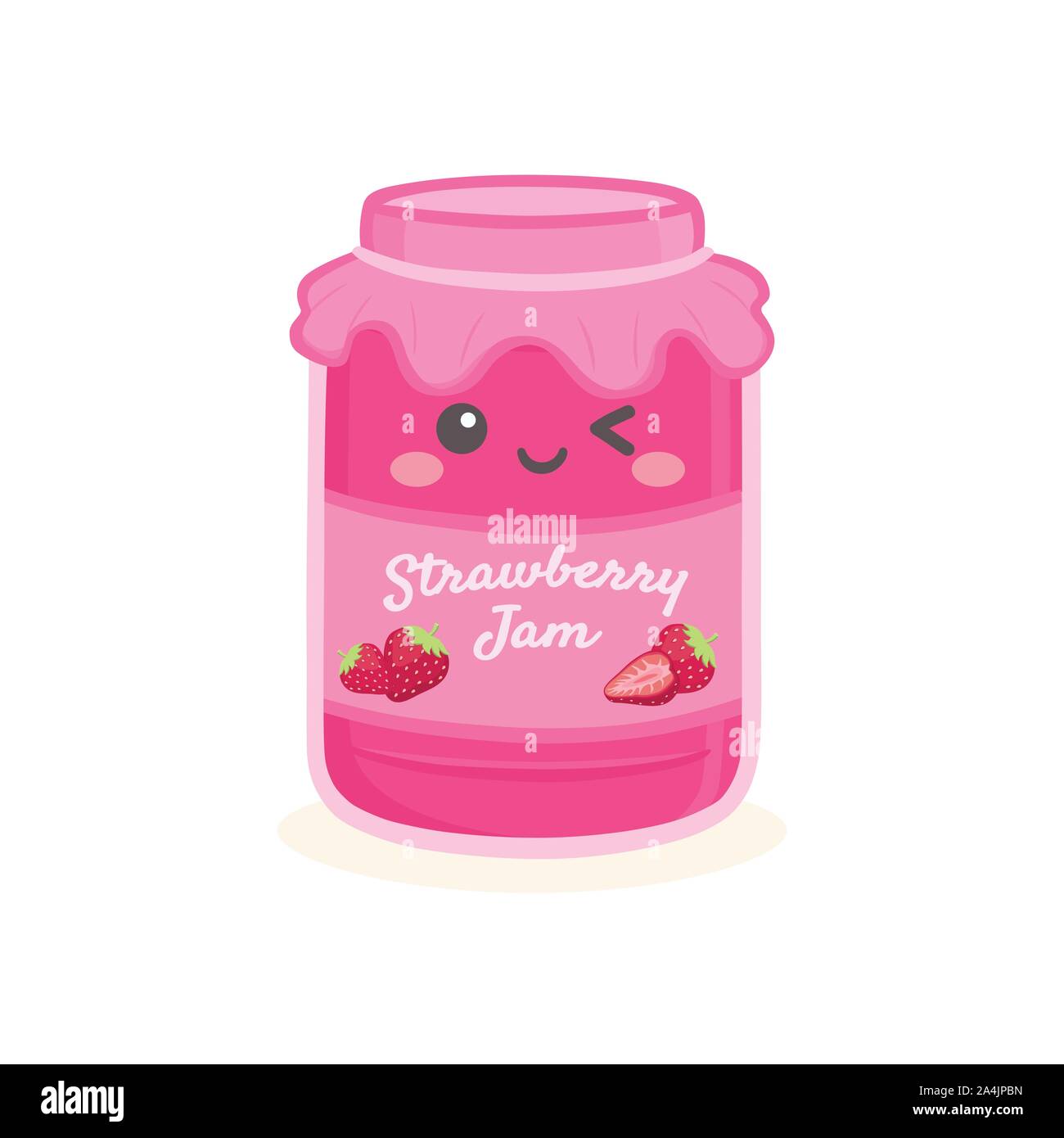 Cute Strawberry Jelly Jam Bottle Jar Vector Cartoon Stock Vector Image
