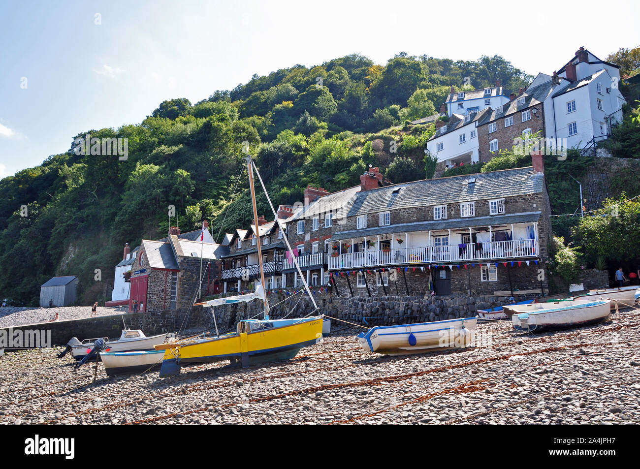 Beachside houses, Clovelly, Devon Stock Photo Alamy