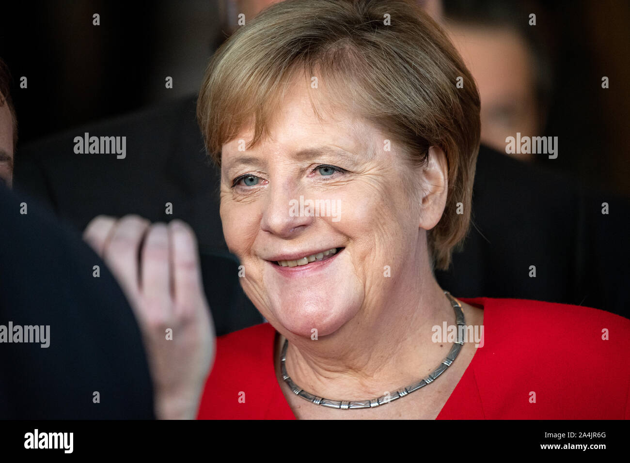 Berlin, Germany. 15th Oct, 2019. Chancellor Angela Merkel (CDU) leaves