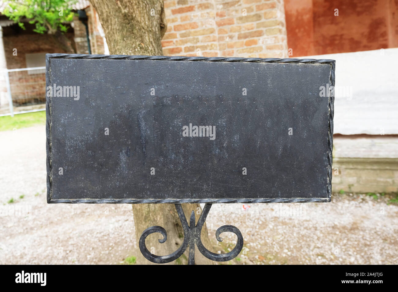 black blank forged iron  sign Stock Photo
