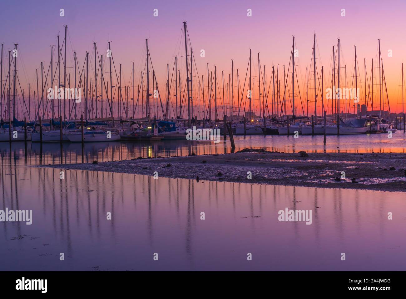 Sunset lights on boats hi-res stock photography and images - Alamy
