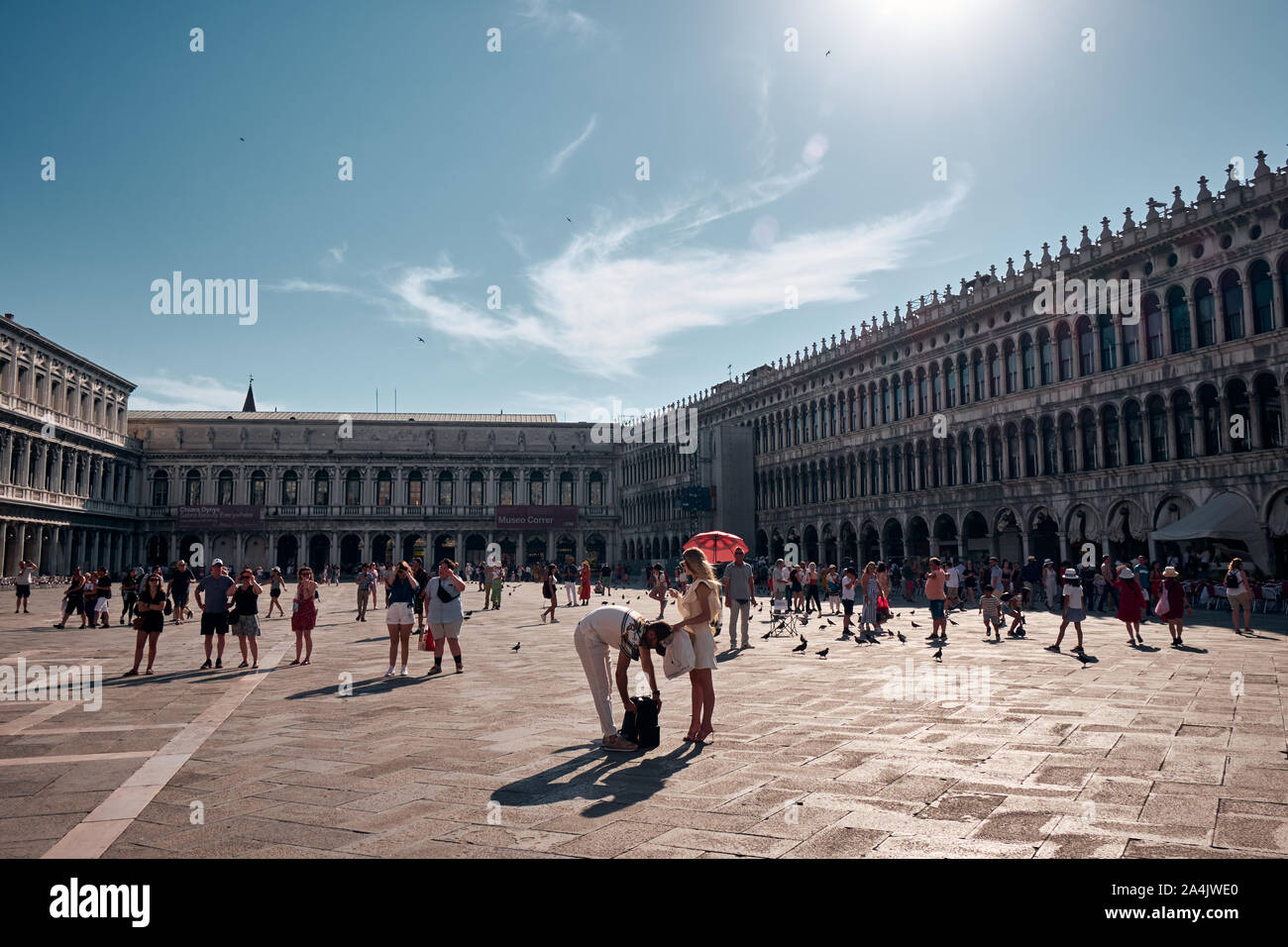 Venice, Italy - June 19, 2019: The landscape around St. Mark's Basilica and square in Venice city, Italy Stock Photo