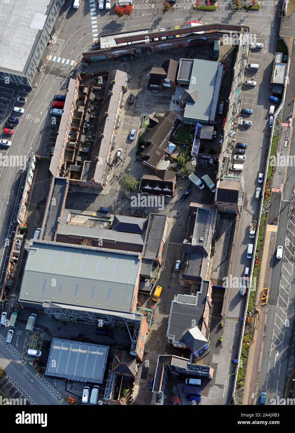 aerial view of Coronation Street TV set, Stretford, Manchester, UK Stock Photo