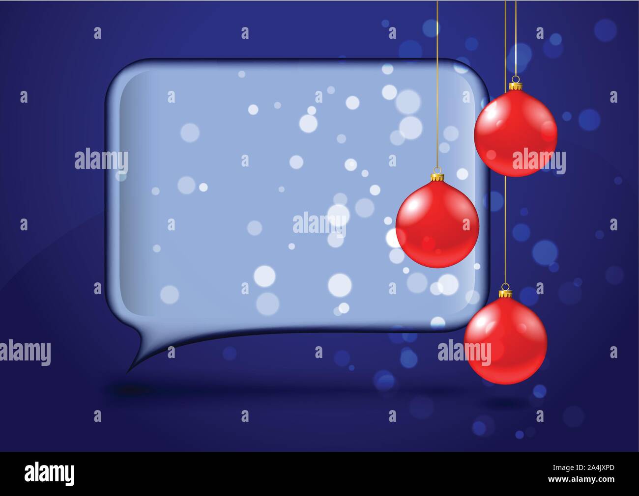Speech bubble with red christmas baubles Stock Vector