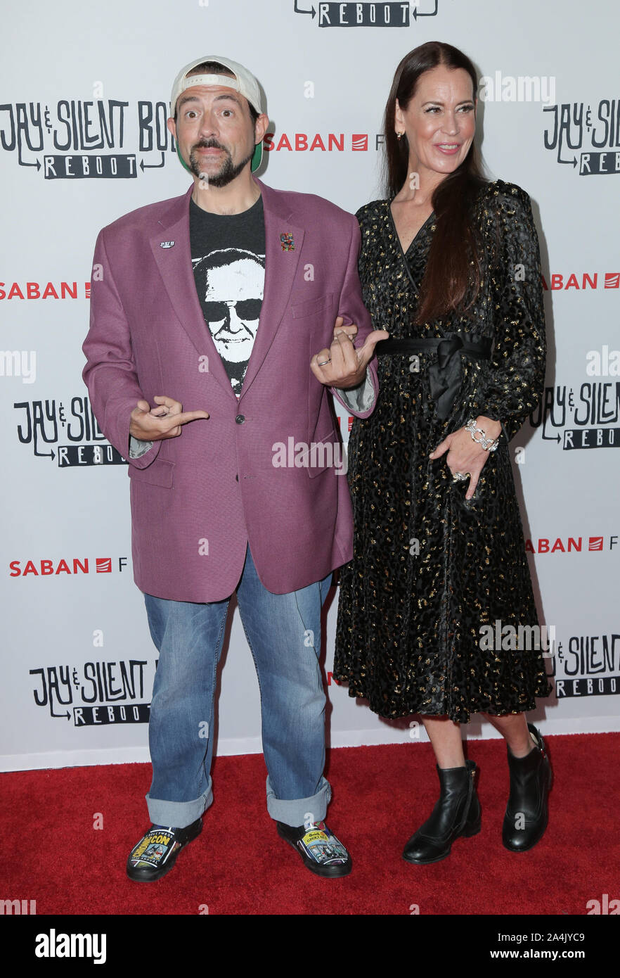 October 14, 2019, USA: 14 October 2019 - Hollywood, California - Kevin Smith, Jennifer Schwalbach Smith. Premiere of Saban Films' ''Jay & Silent Bob Reboot'' held at TCL Chinese Theatre. Photo Credit: PMA/AdMedia (Credit Image: © Pma/AdMedia via ZUMA Wire) Stock Photo