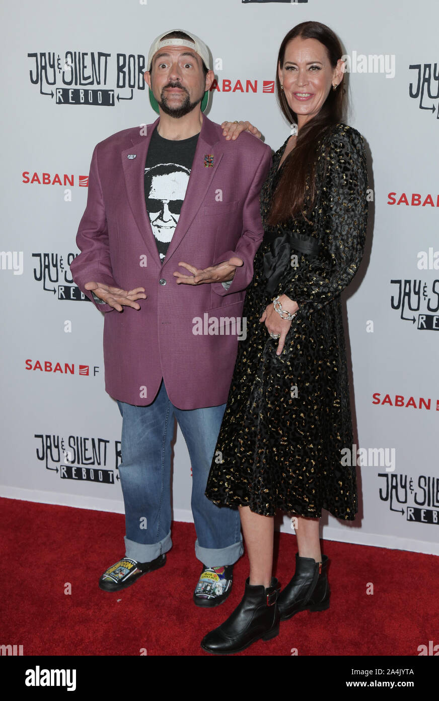 October 14, 2019, USA: 14 October 2019 - Hollywood, California - Kevin Smith, Jennifer Schwalbach Smith. Premiere of Saban Films' ''Jay & Silent Bob Reboot'' held at TCL Chinese Theatre. Photo Credit: PMA/AdMedia (Credit Image: © Pma/AdMedia via ZUMA Wire) Stock Photo