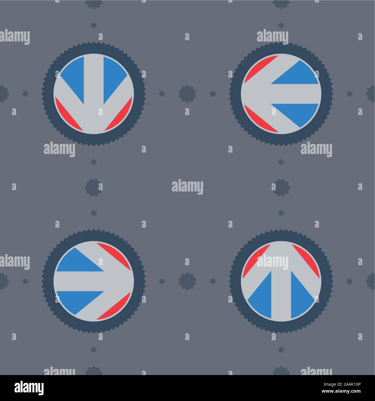 Seamless pattern with flat arrows with gear Stock Vector